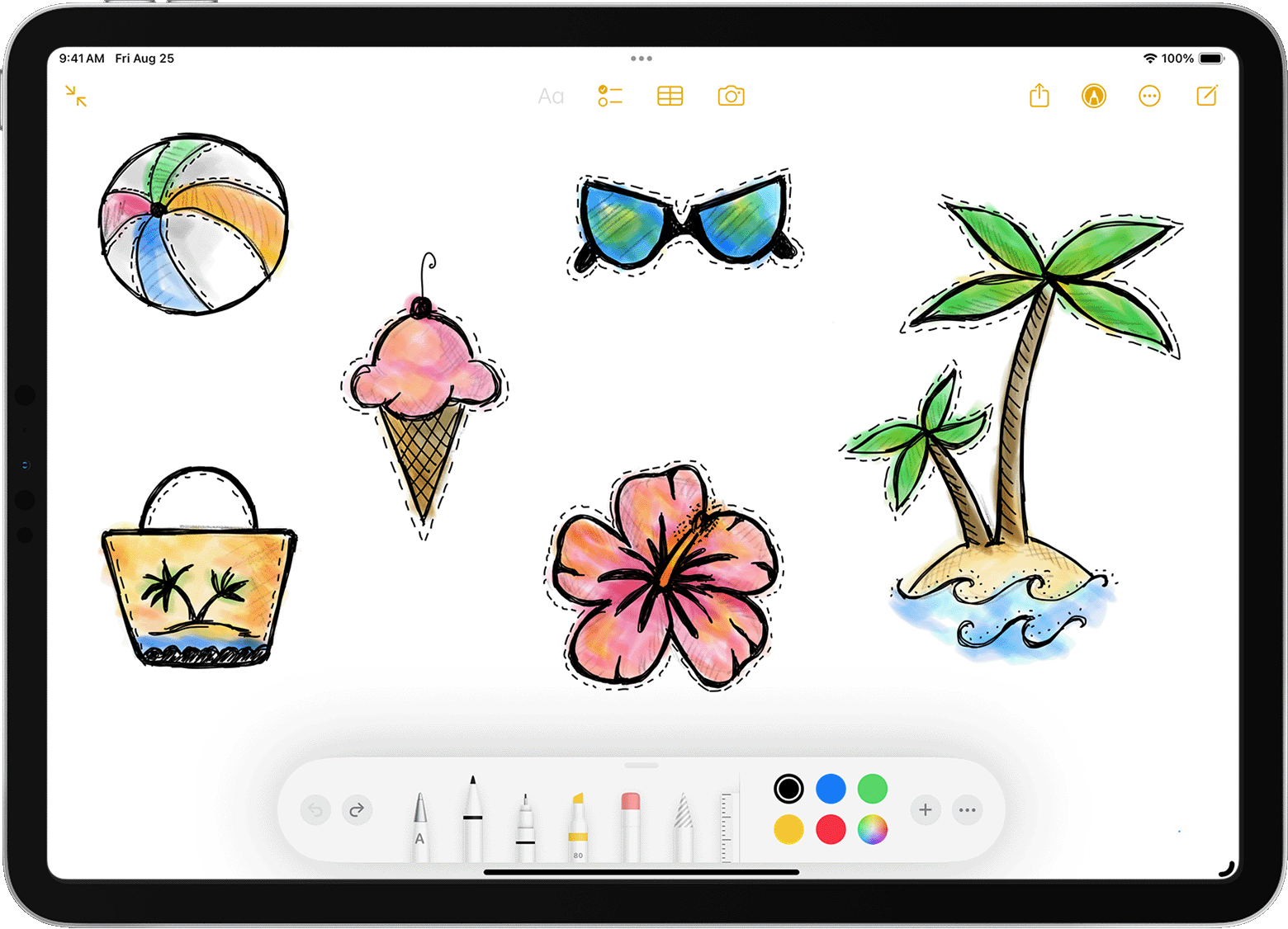 iPad showing images drawn with Apple Pencil