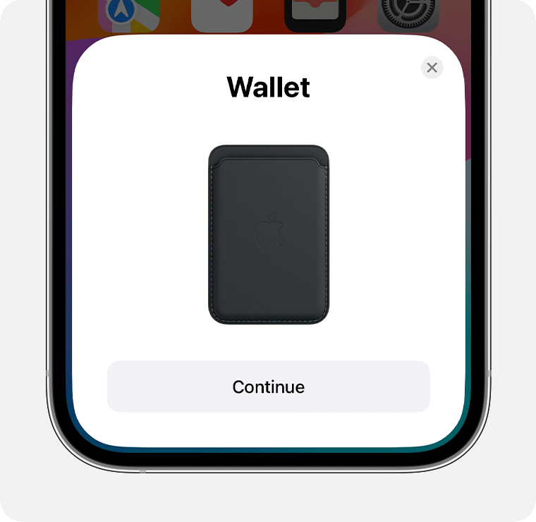Captura de pantalla de iOS en la que se muestra la pantalla de configuración de la cartera.