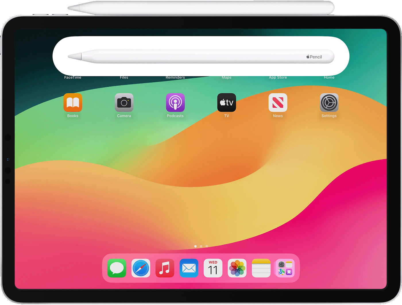 iPadOS 17이 설치된 iPad Pro의 Apple Pencil 연결