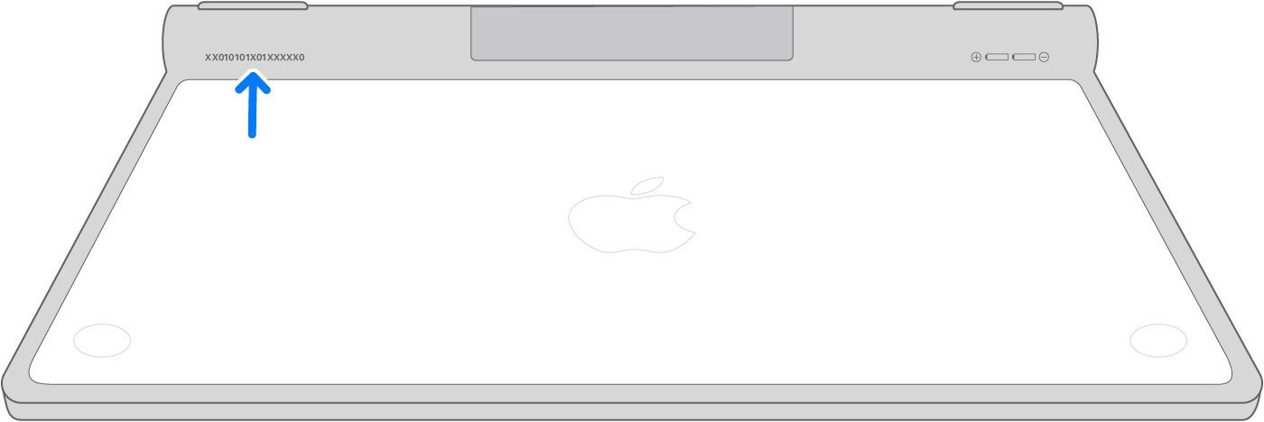 Diagrama de ubicación del número de serie del teclado inalámbrico