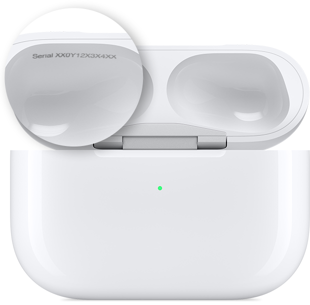 AirPods 充電盒和無線充電盒的序號