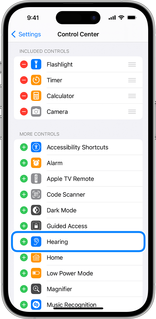 Settings (Настройки), Control Center (Контролен център) в iOS