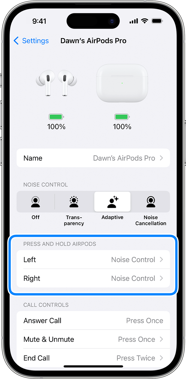 Kõrvaklappide AirPods seaded iPhone’is