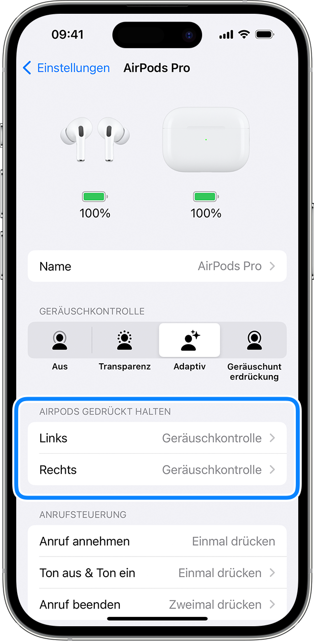 AirPods-Einstellungen auf dem iPhone