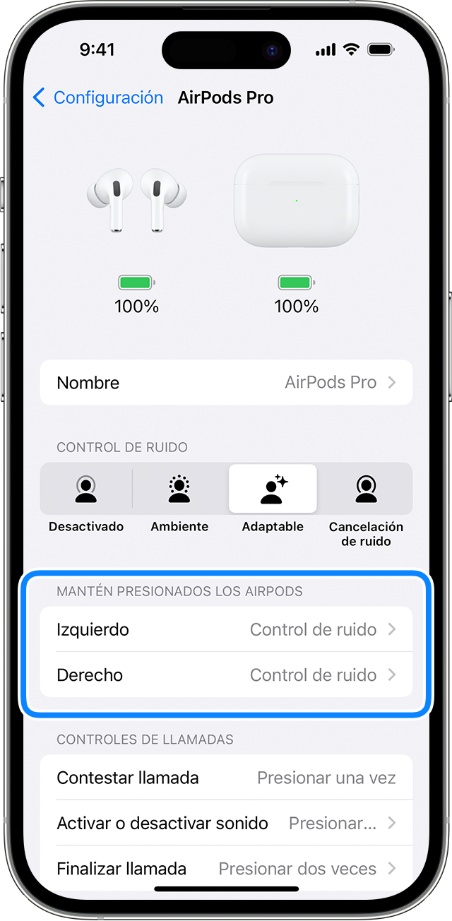 Configuración de AirPods en iPhone