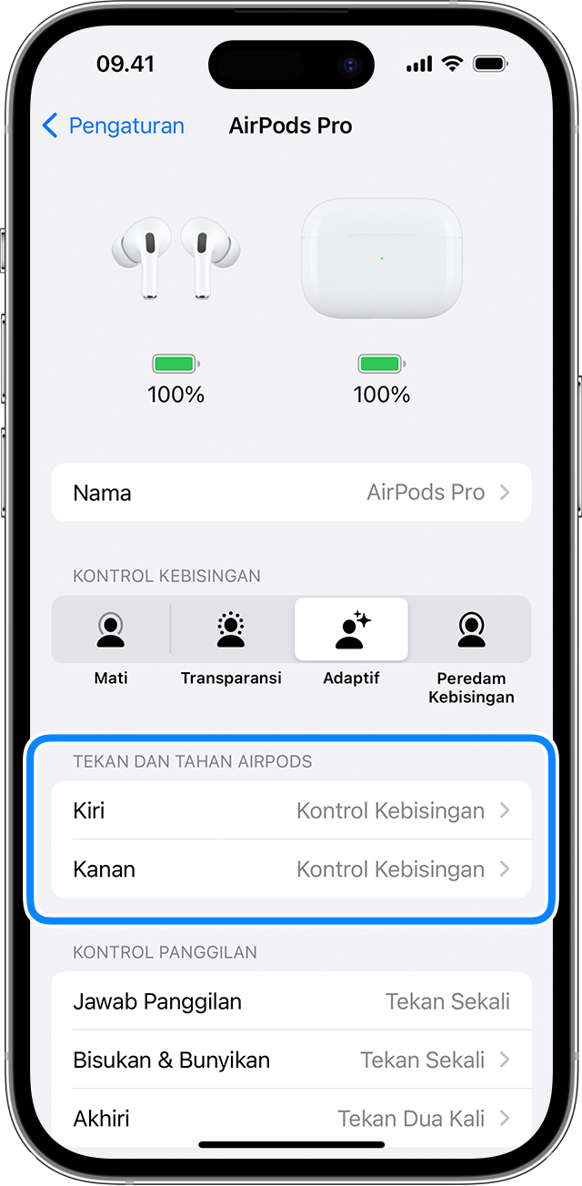 Pengaturan AirPods di iPhone