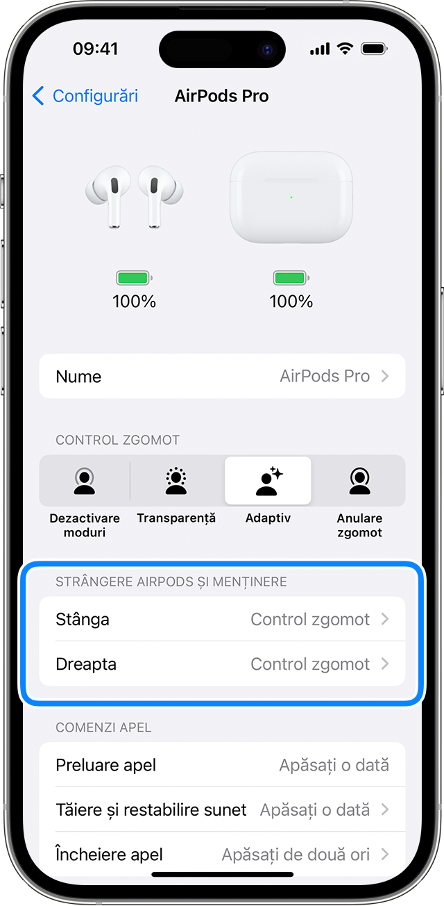 Configurări pentru AirPods pe iPhone