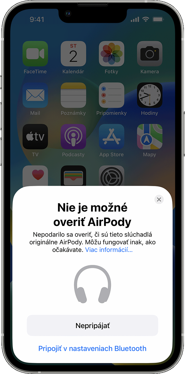 Upozornenie „Nie je možné overiť AirPody“ na iPhone