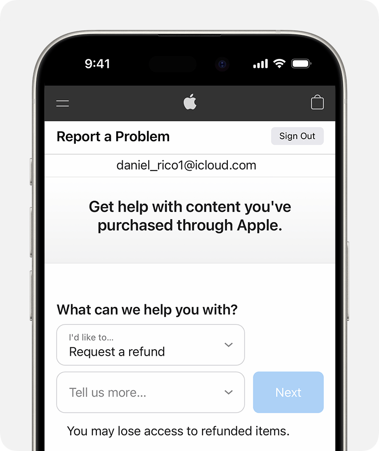 Request a refund for apps or content that you bought from Apple 