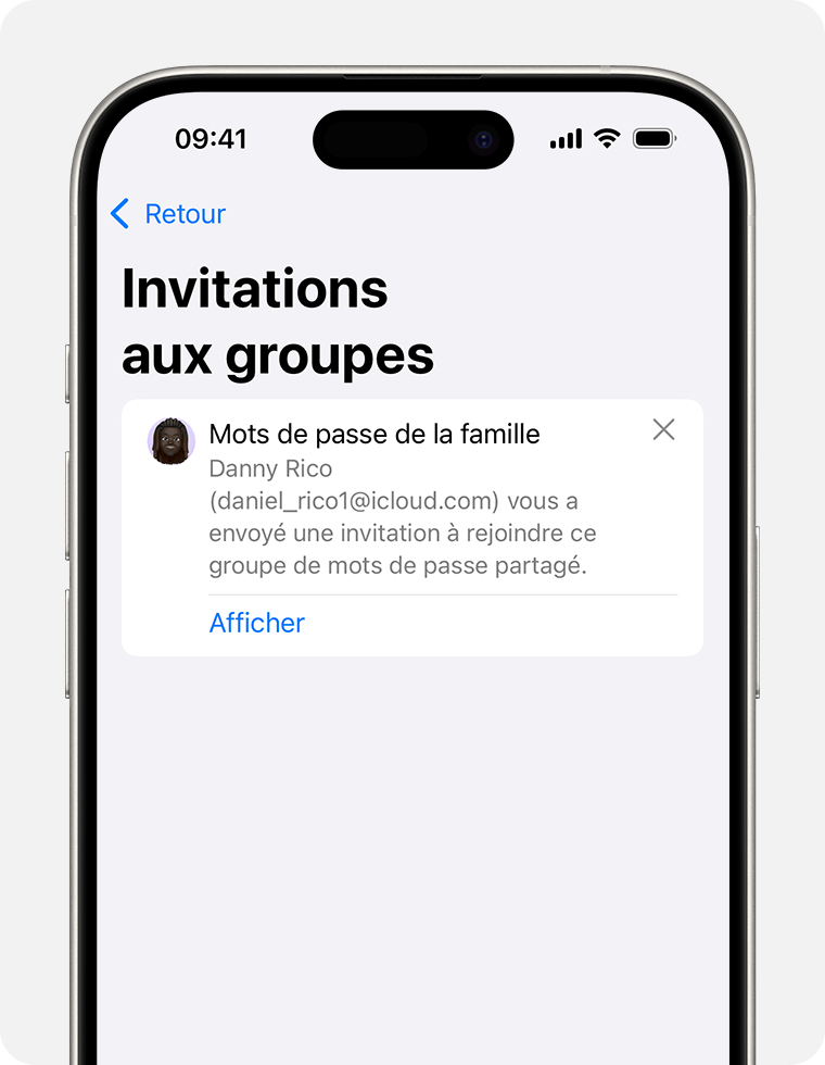 Afficher une invitation à un groupe partagé et choisir de l’accepter ou de la refuser.