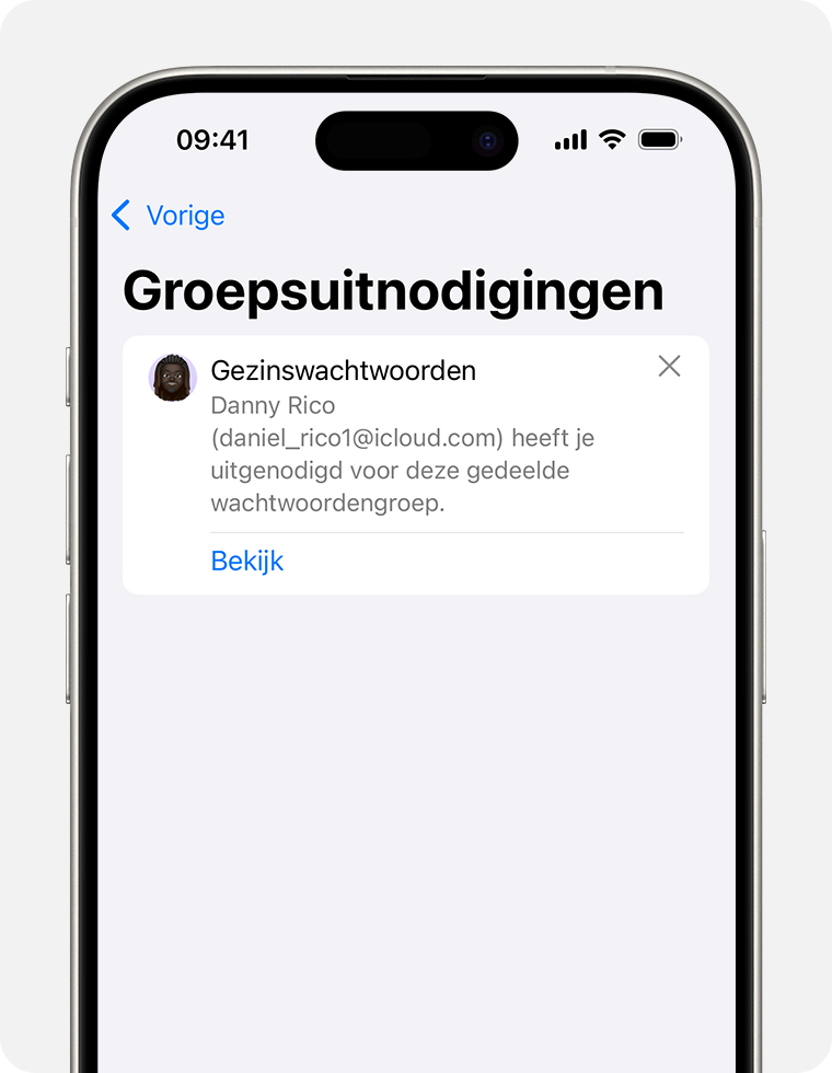 Bekijk een uitnodiging voor een gedeelde groep en accepteer of weiger deze.