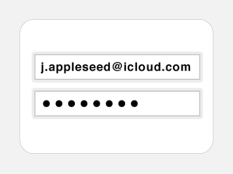 nome utente che mostra j.appleseed@icloud.com