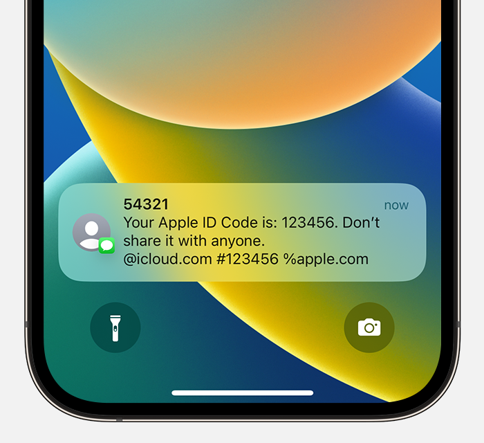 A verification code displays on trusted iPhone