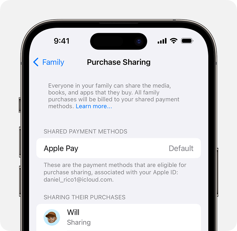 ios-17-iphone-14-pro-asetukset-perhe-ostojen-jakaminen-maksu