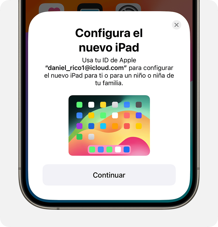 La opción Configurar el iPad nuevo aparece en la parte inferior de la pantalla de iPhone.