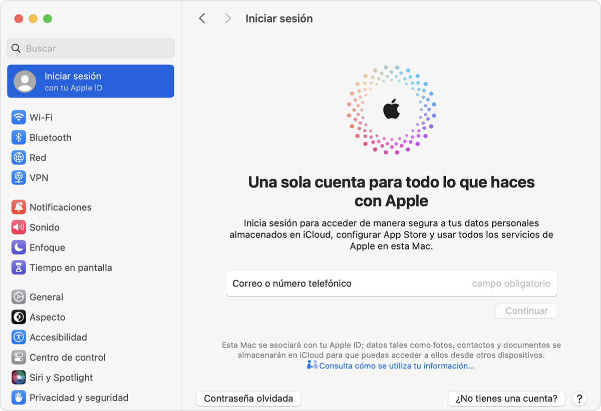 Iniciar sesión con tu Apple ID en la Mac