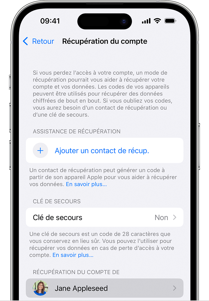 On iPhone, get a recovery code for a friend or family member
