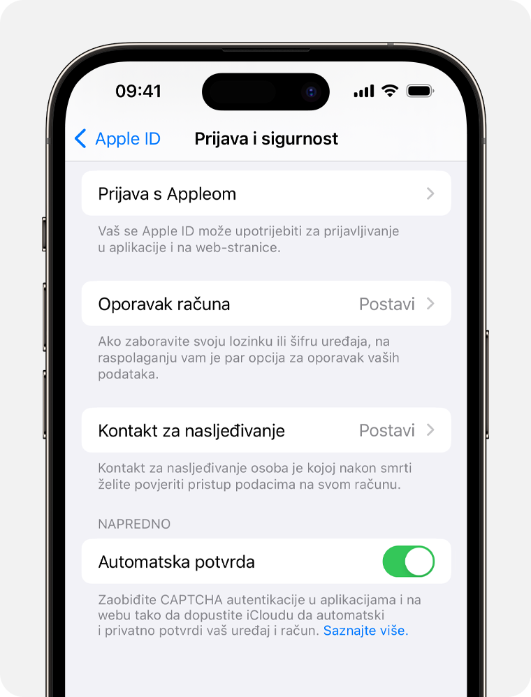 iPhone zaslon koji prikazuje korake za pregled aplikacija koje koristite sa značajkom Prijava s Appleom