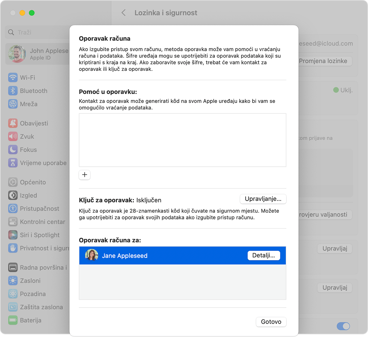On Mac, get a recovery code for a friend or family member