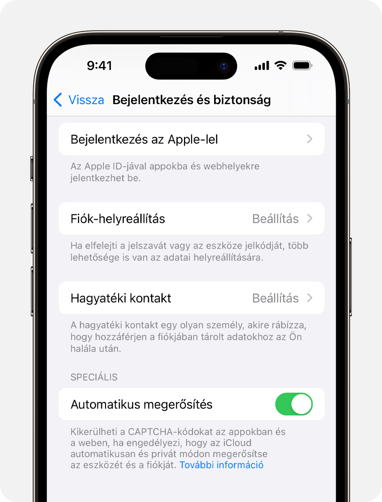 Egy iPhone képernyője, amelyen azok a lépések láthatók, amelyekkel megtekintheti a Bejelentkezés az Apple-lel funkciót használó alkalmazásokat