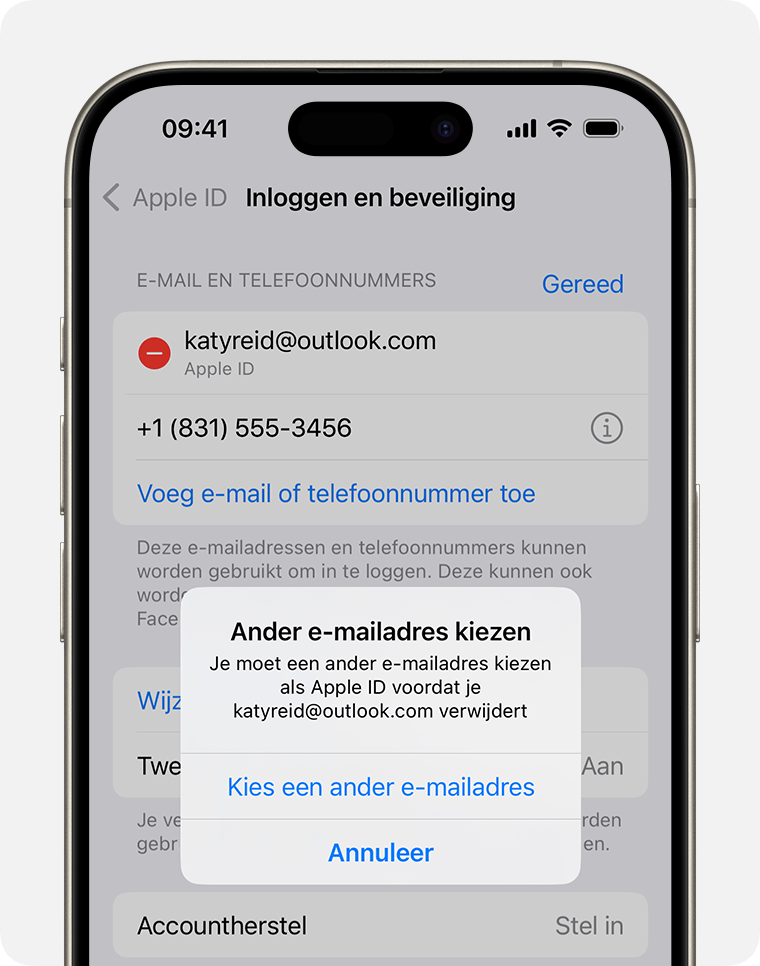 Een iPhone-scherm met uitleg over hoe je je Apple ID-e-mailadres kunt wijzigen 