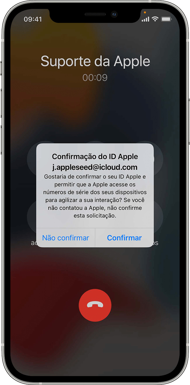 Tocar na notificação para confirmar o ID Apple