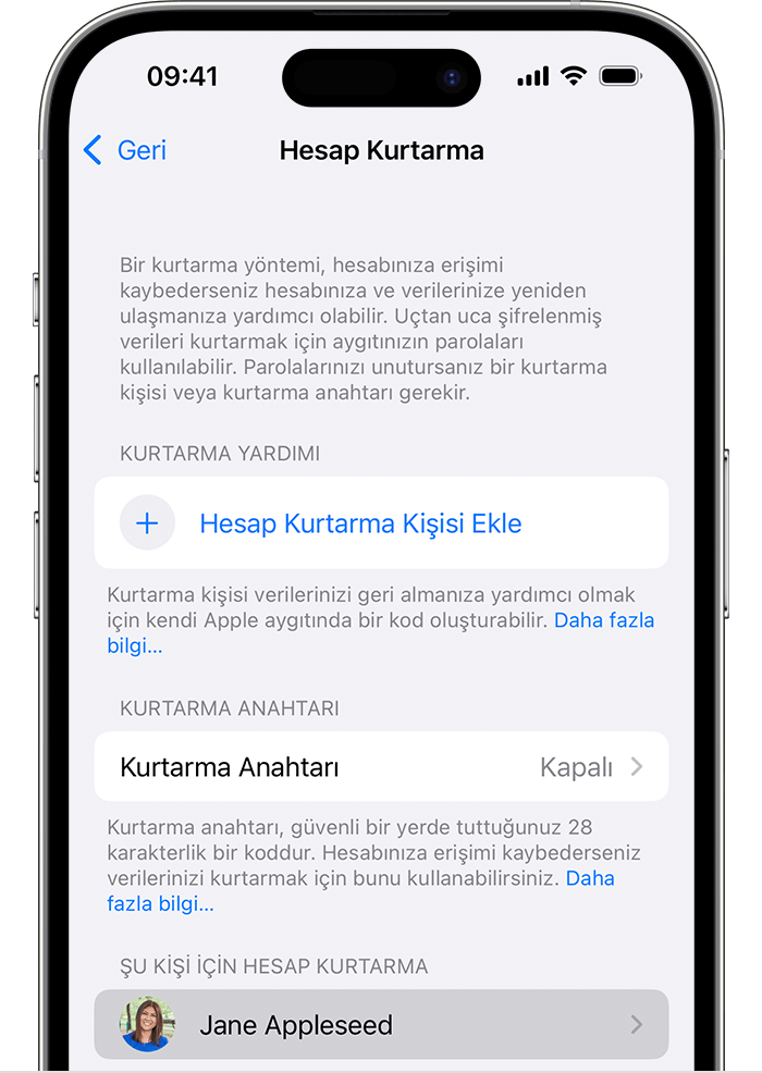 On iPhone, get a recovery code for a friend or family member