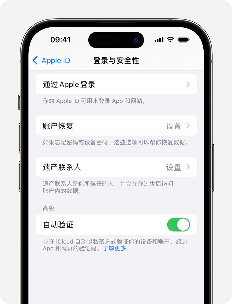 iPhone 屏幕显示了查看你配合“通过 Apple 登录”功能使用的 App 的步骤