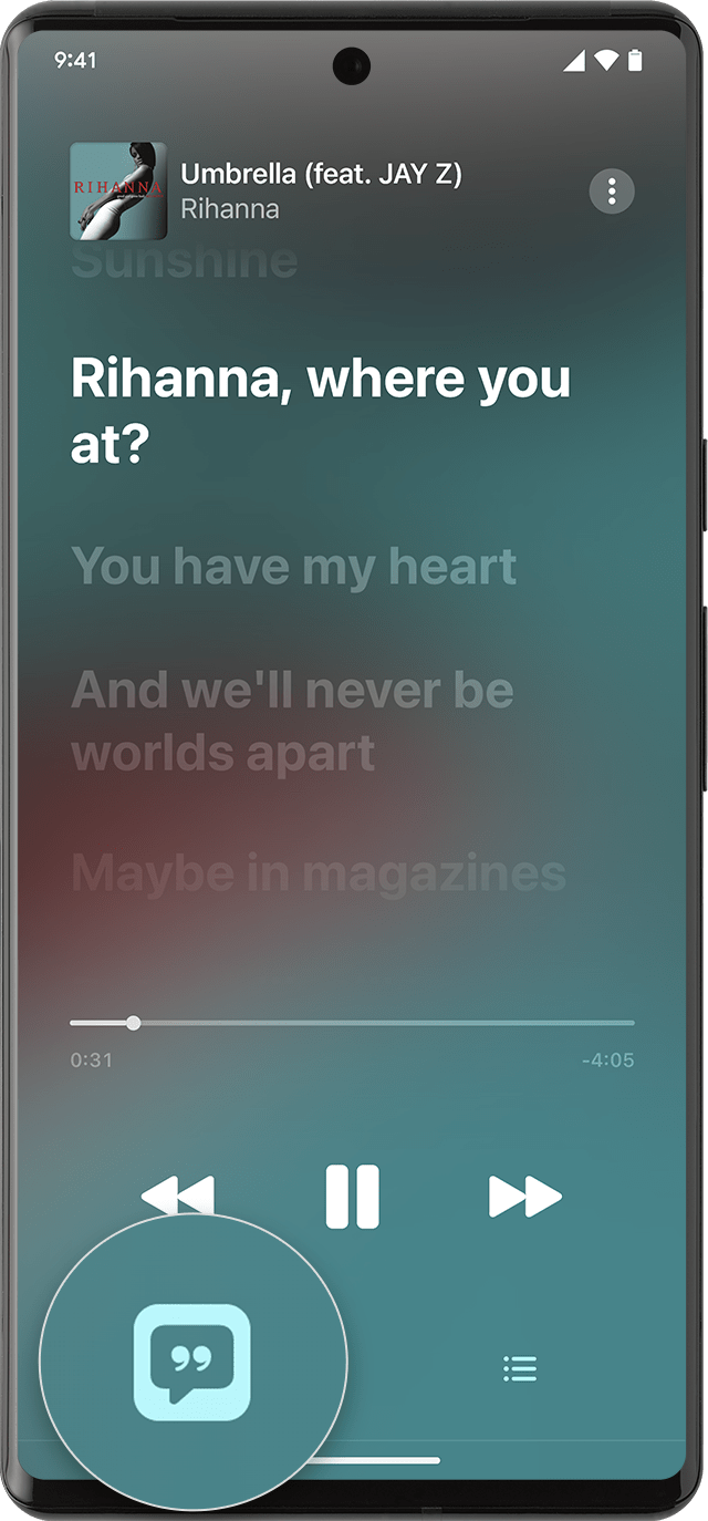 android-13-apple-music-now-playing-lyrics-callout
