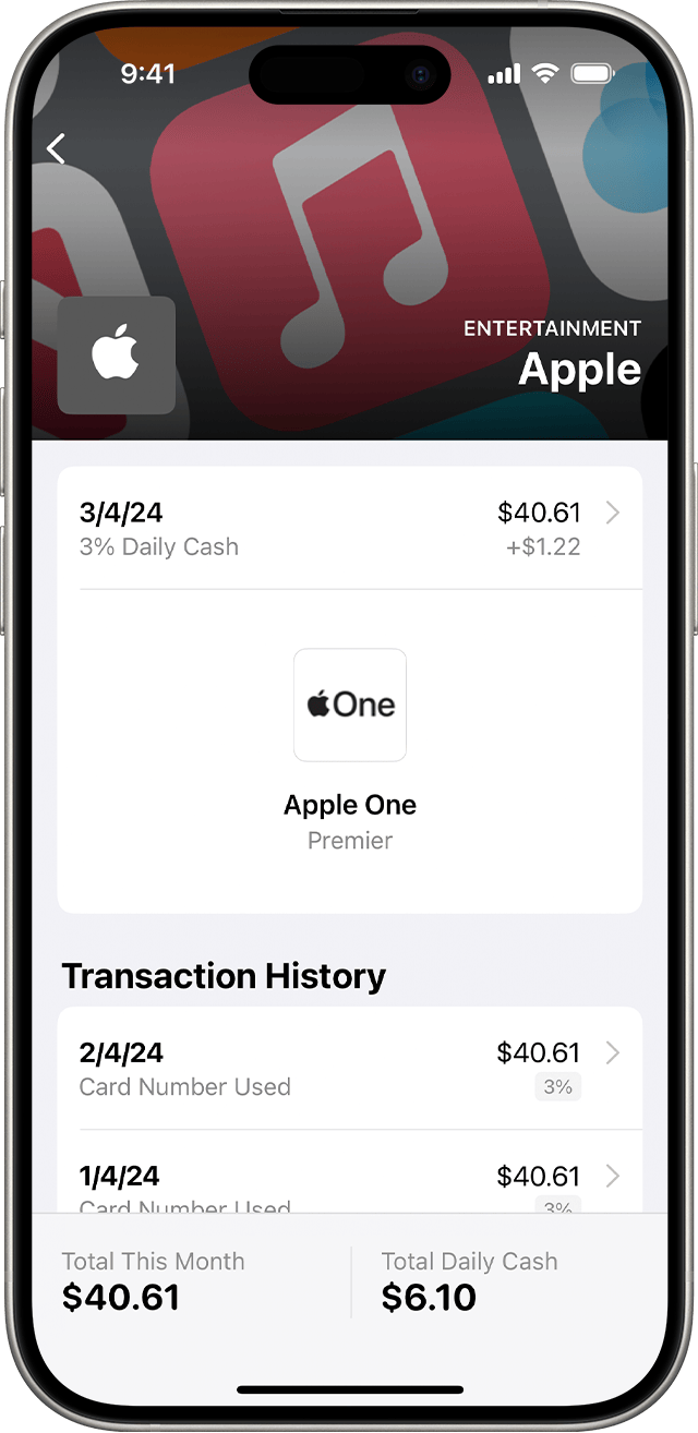 Apple One transaction screen