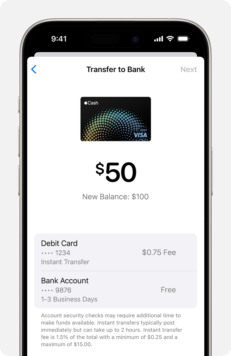 Transfer to Bank with dollar amount and New Balance