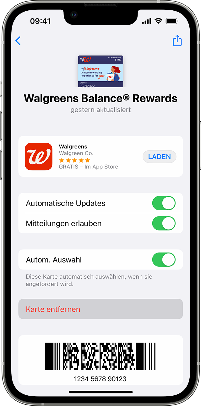 Treuekarte in der Wallet-App