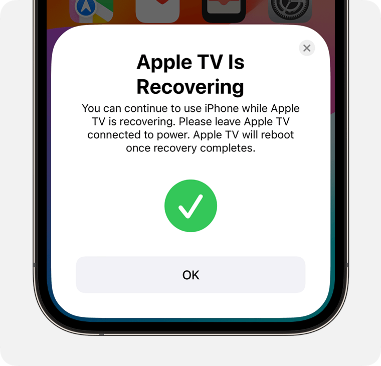 Apple TV Is Recovering notification on iPhone