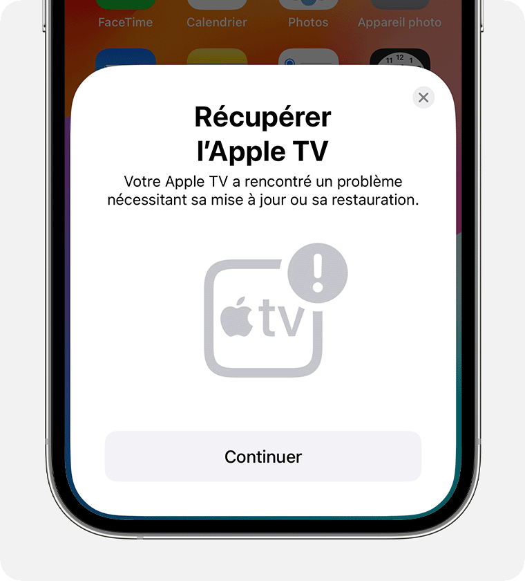 Notification « Récupérer l’Apple TV » sur l’iPhone