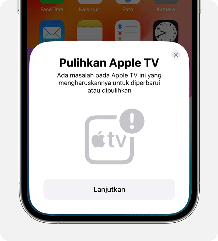Pemberitahuan Pulihkan Apple TV di iPhone