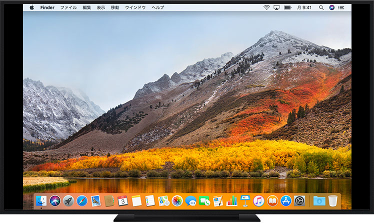 macOS High Sierra デスクトップのアンダースキャン