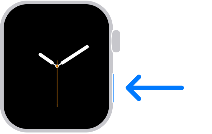 Ένα Apple Watch στο οποίο εμφανίζεται το πλευρικό κουμπί