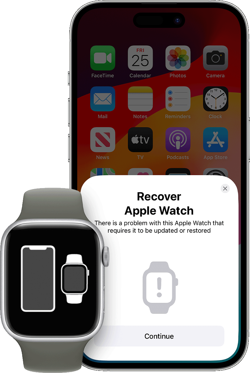 Если на часах Apple Watch отображаются iPhone и часы или красный значок «!»  - Служба поддержки Apple (RU)