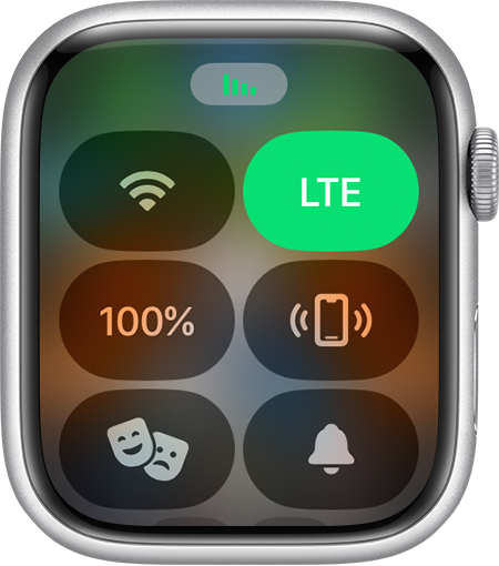 Apple Watch مع أشرطة قوة الشبكة الخلوية أعلى شاشتها