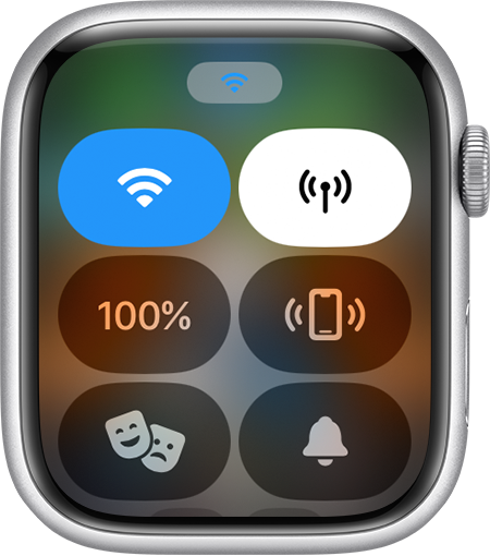 Apple Watch مع أيقونة Wi-Fi أعلى شاشتها