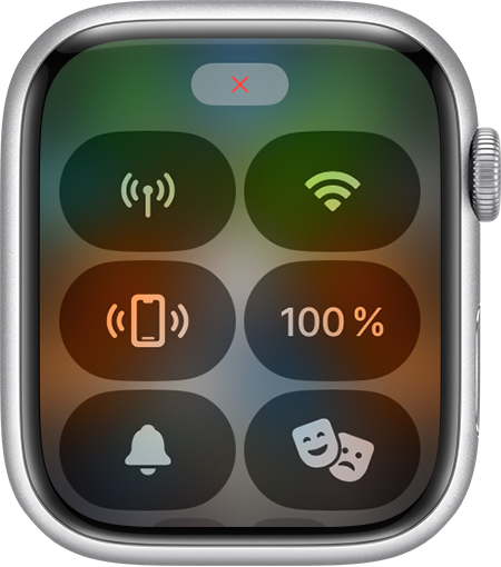Stav Odpojeno na obrazovce Apple Watch.