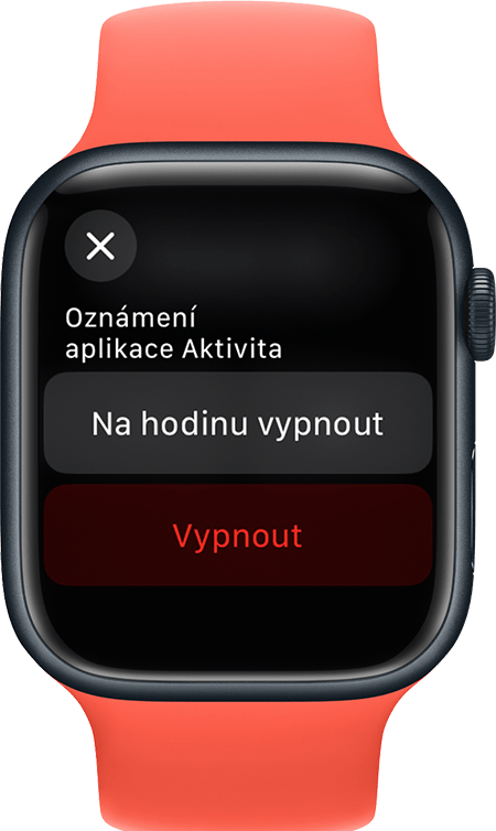 Apple Watch zobrazující obrazovku ztlumení oznámení