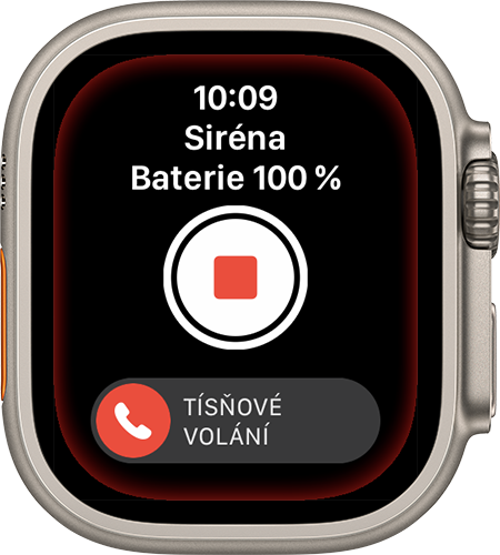 Zastavení sirény na Apple Watch Ultra