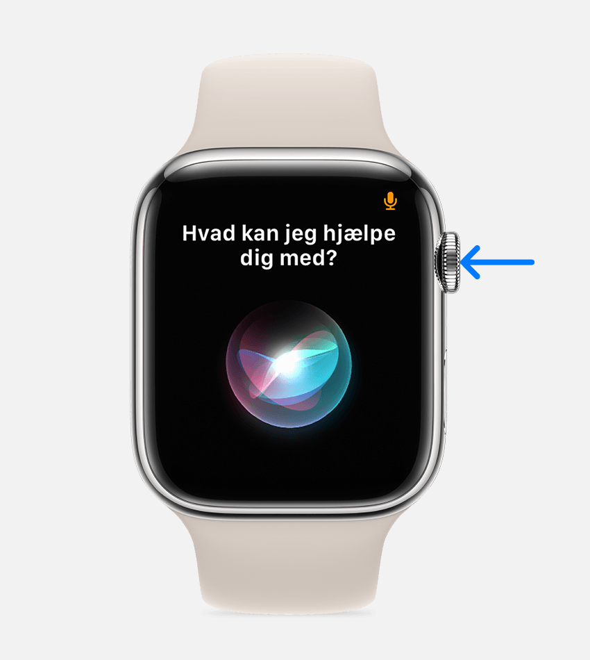 Pil, der peger på Digital Crown på Apple Watch