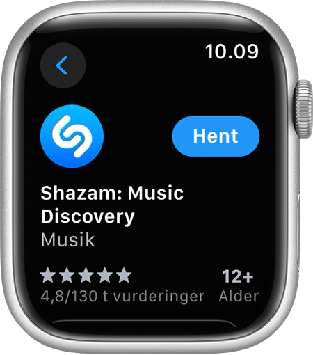 Apple Watch-skærm, hvor det bliver vist, hvordan du henter en app