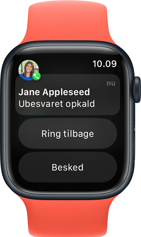 Apple Watch med visning af en notifikation om et ubesvaret opkald