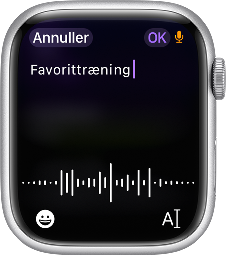 Navngivning af en tilpasset træning på Apple Watch.
