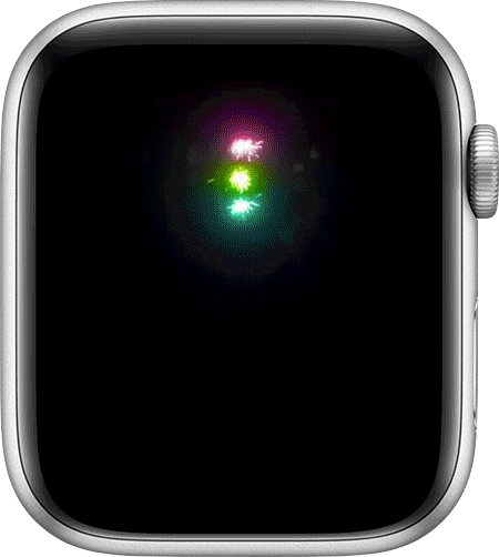 En animeret gif af en Apple Watch-urskive, der viser teksten "Du nåede alle tre mål!" notifikation