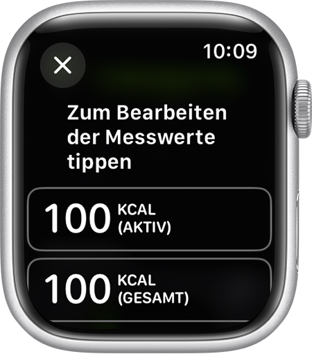 Die verfügbaren Messwerte, die für eine Trainingsansicht auf der Apple Watch bearbeitet werden können.