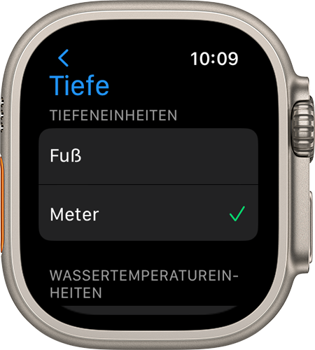 watchOS-9-Apple-Watch-Ultra-Einstellungen-Tiefe-Fuß-ausgewählt